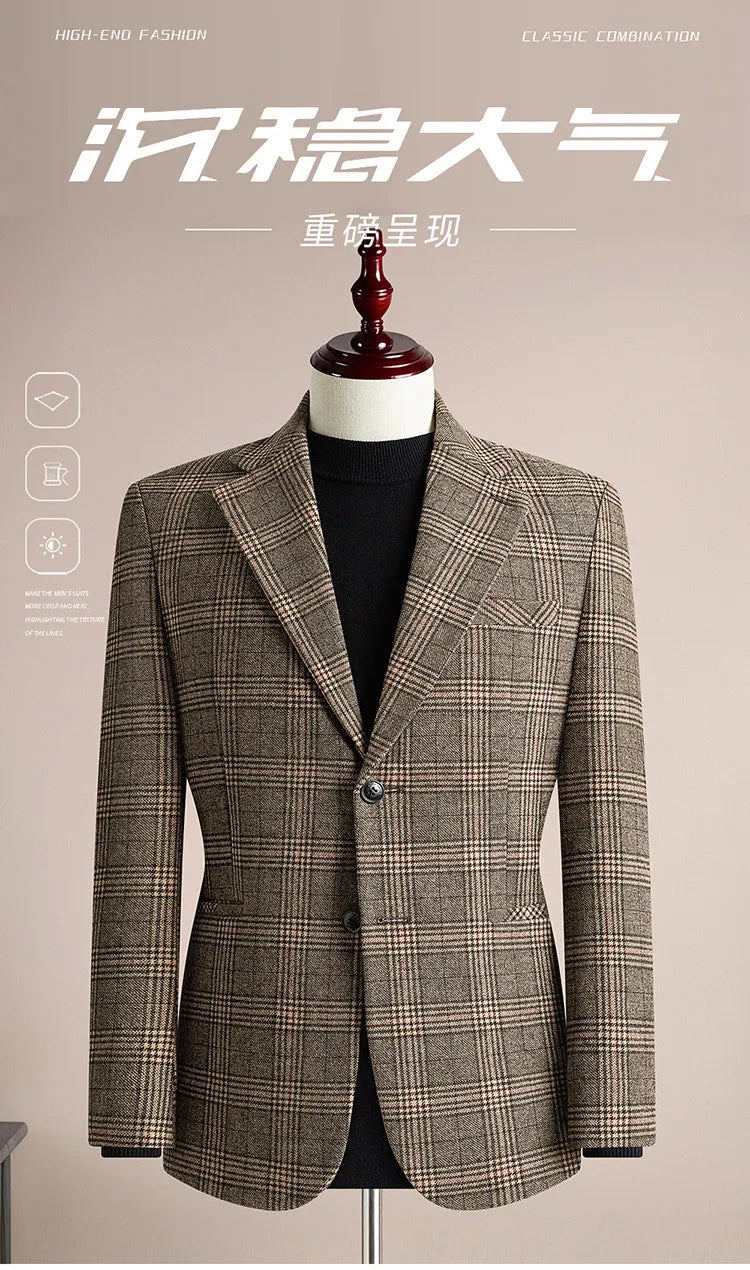 High Qualitys 50% Woolen Men's Suit Jacket Autumn Winter Thicken Warm Business Slim Fit Casual Wedding Groom Coats Tailcoat