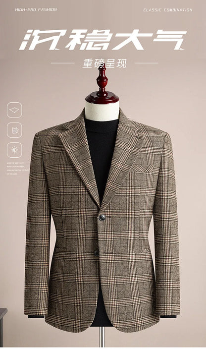 High Qualitys 50% Woolen Men's Suit Jacket Autumn Winter Thicken Warm Business Slim Fit Casual Wedding Groom Coats Tailcoat