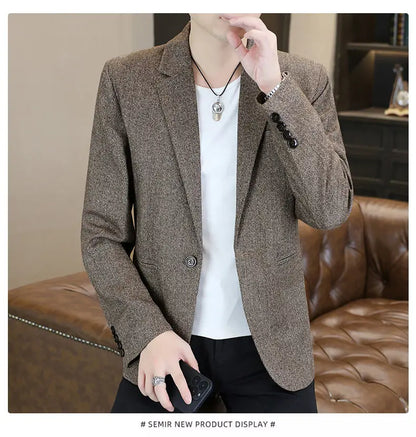 Blazer Men's Fashion Business Gentleman Groom Professional Gentleman Form-fitting Versatile Casual Formal Wear High-end Blazer