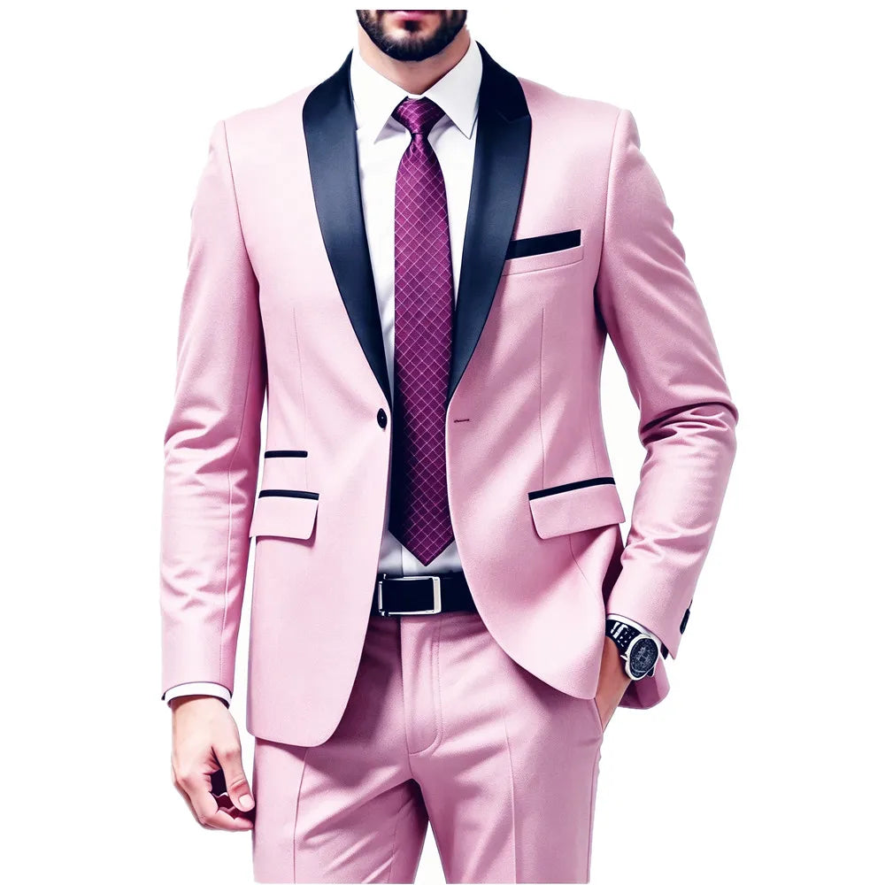 Men's Suits Regular Fit 3 Pieces Formal Business Tuxedos Blazer Vest Pants for Wedding Grooms