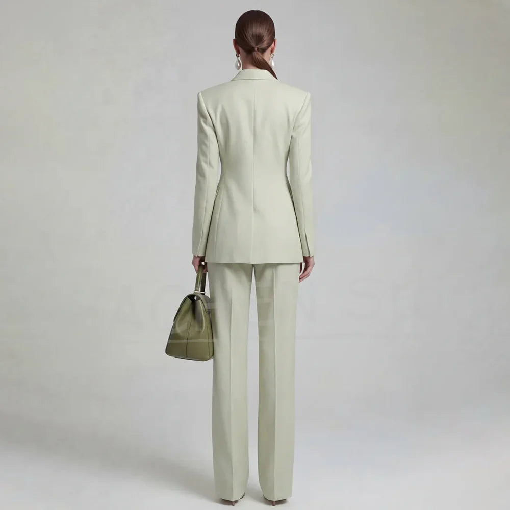 Women Double Breasted Blazer and Pants Suit 2 Piece Fashion Office Business Party Casual Modern Stylish Formal Lady Outfit
