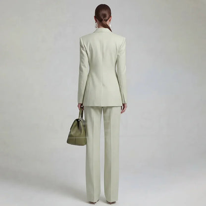 Women Double Breasted Blazer and Pants Suit 2 Piece Fashion Office Business Party Casual Modern Stylish Formal Lady Outfit