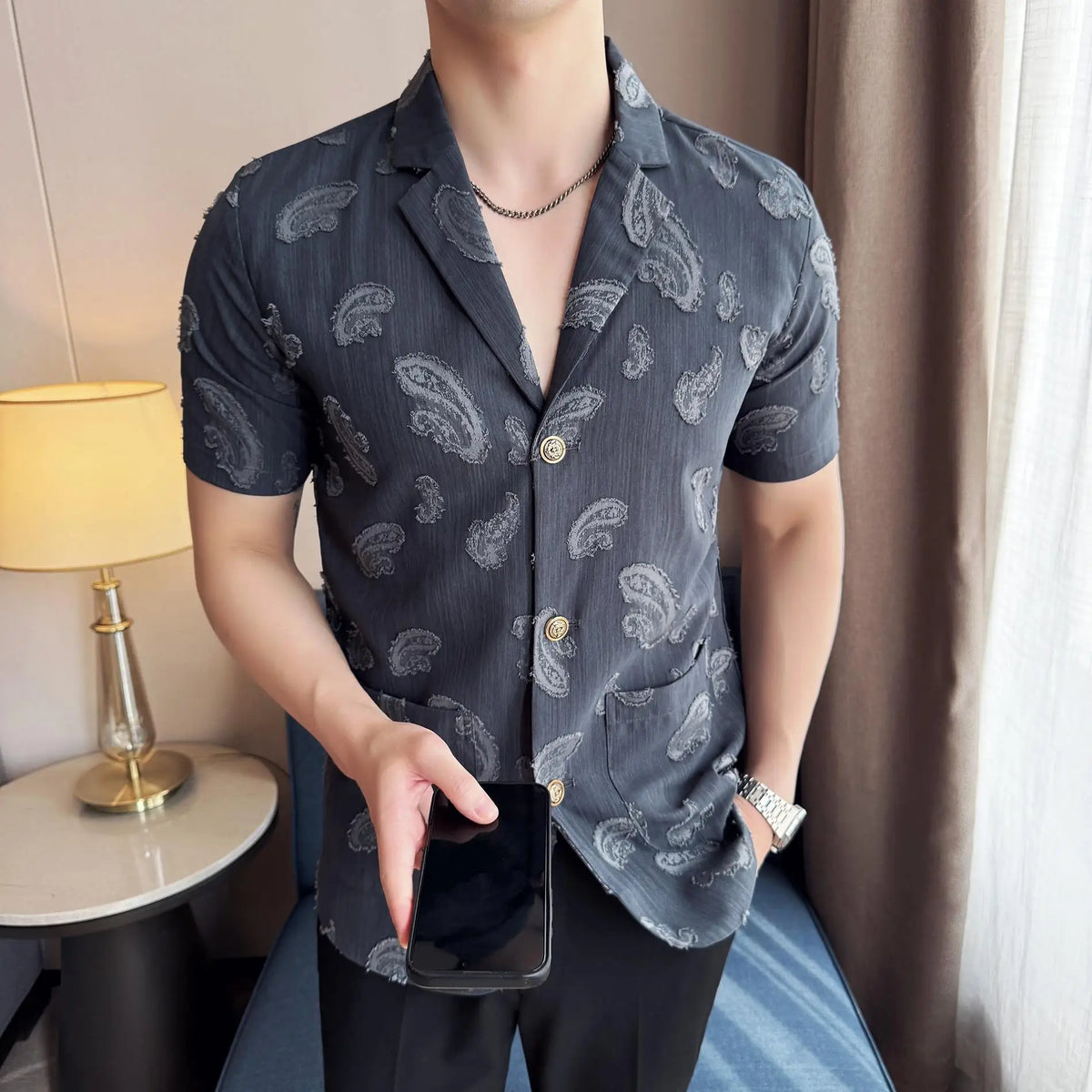 Summer Thin Ice Silk Without Lining Suit Coats 2025 New High-end Fashion Jacquard Casual Social Shirt Coat Men Clothing 4XL-M