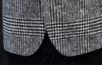 Men's Plaid Blazer Smart Casual Single Breasted Khaki Gray Autumn Office Jacket