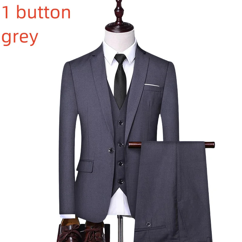 Men's Slim Fit Suit – Smart Casual Single Breasted Office & Wedding Suit