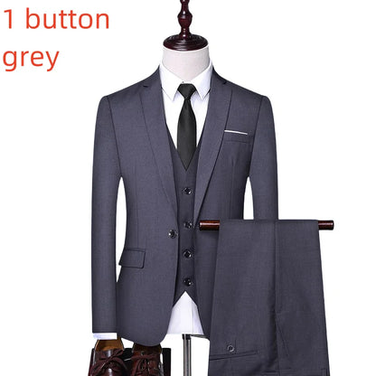 Men's Slim Fit Suit – Smart Casual Single Breasted Office & Wedding Suit