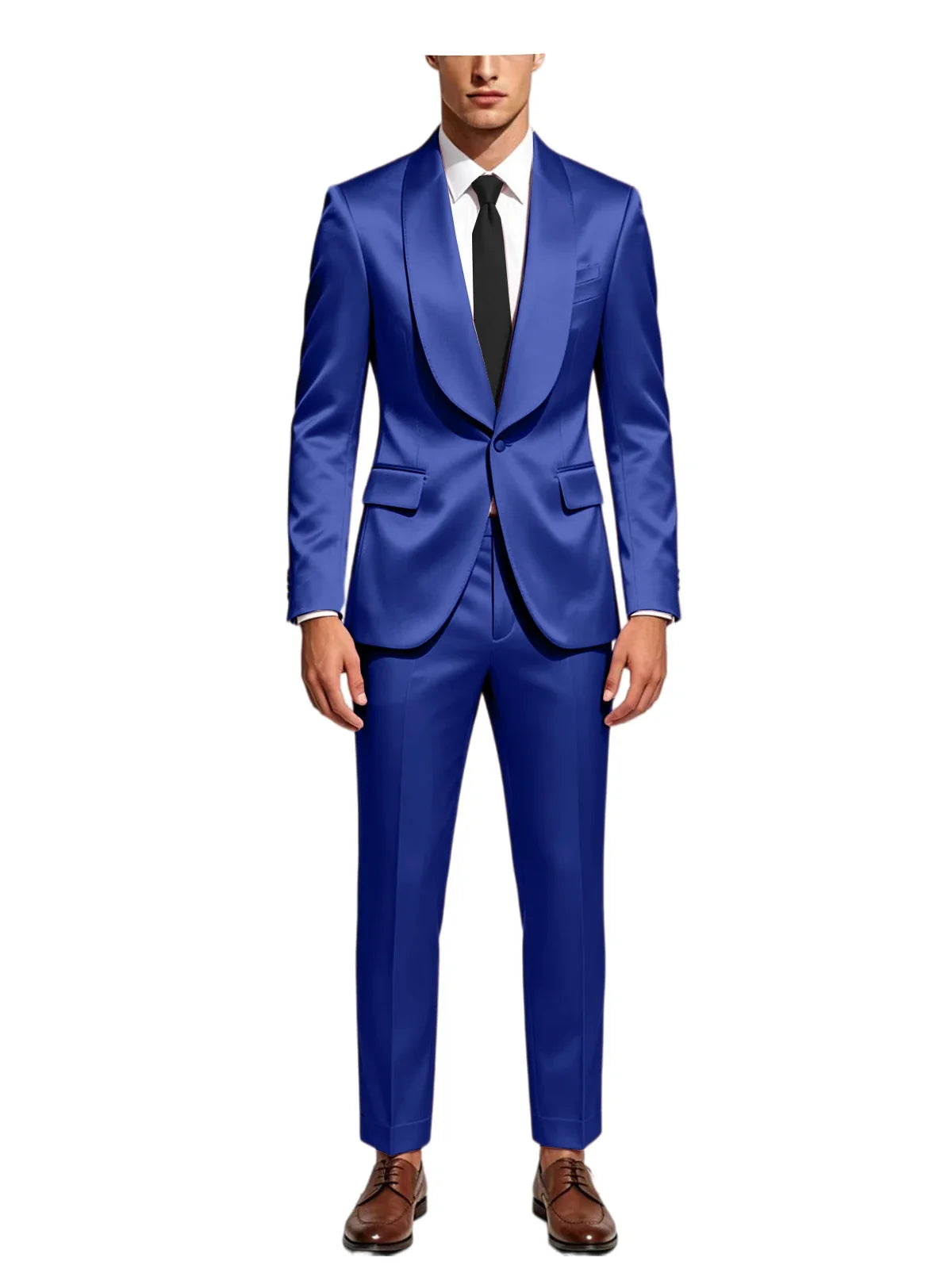 Men's Satin Suit 2-Piece Slim Fit Shawl Lapel Tuxedo for Wedding & Formal Events