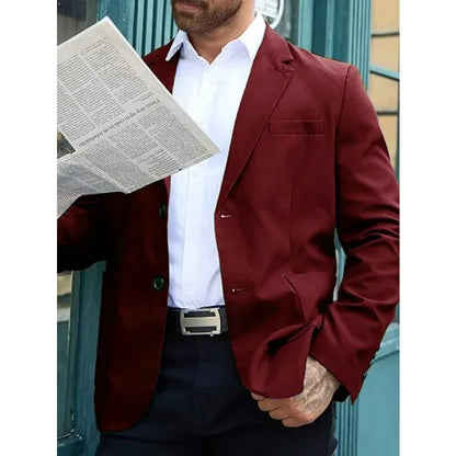 KIDWHXR Men Suit Coat Simple Solid Long Sleeve Male Blazer Turn Down Collar Casual Comfortable Business Casual Man Outerwear