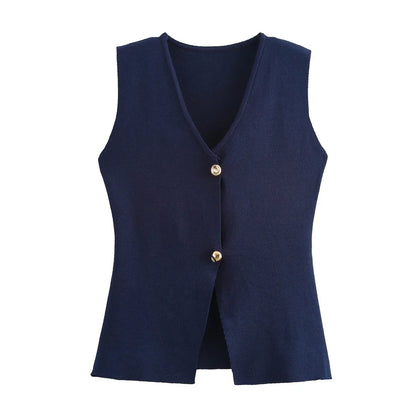 Womens Vest Sleeveless Knit Vest Women Outerwears Autumn Cropped Black Blue Vest Woman Elegant Off White Red Sweater Vests