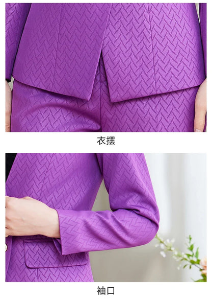 Purple Suit for Women, Professional Business Formal Suit, Jacket and Pants, New Fashion Office Work Clothes for Ladies