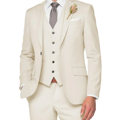 Costume de Mariage Formel pour Hommes Élégant Haut de Gamme Slim Fit 3 Pièces Blazer Gilet Pantalon Business Décontracté pour Soirée Dansante