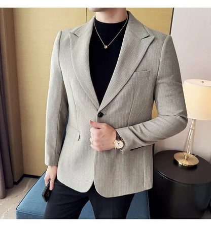 Men's Blazer Single Breasted Slim Fit Korean Style Casual Suit Jacket