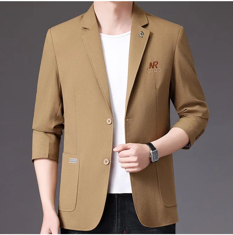 Blazer Men's Fashion Business Outdoor Travel Youth Campus Wedding Versatile Host Shaping Casual Korean Style Thin Style Blazer