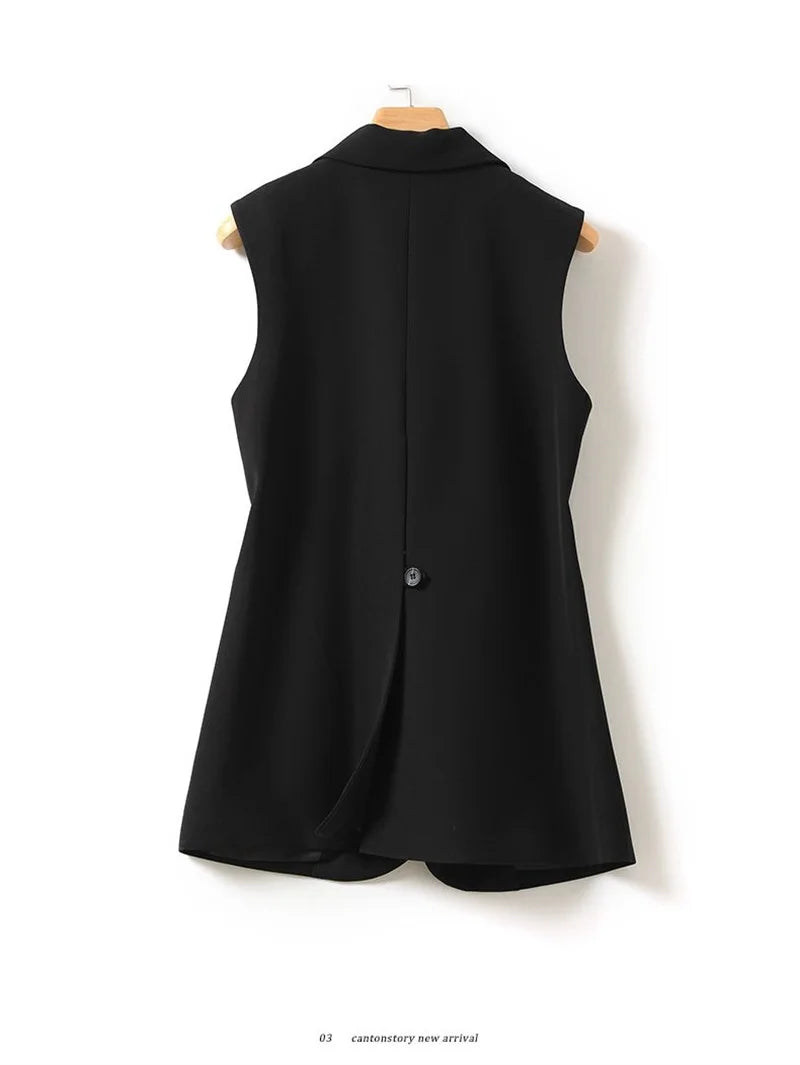 New Fashion Korean Women Vest Spring Autumn Suit Vest Sleeveless Jacket Cardigan Slim Fit Waistcoat High Quality Office Clothing