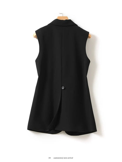 New Fashion Korean Women Vest Spring Autumn Suit Vest Sleeveless Jacket Cardigan Slim Fit Waistcoat High Quality Office Clothing