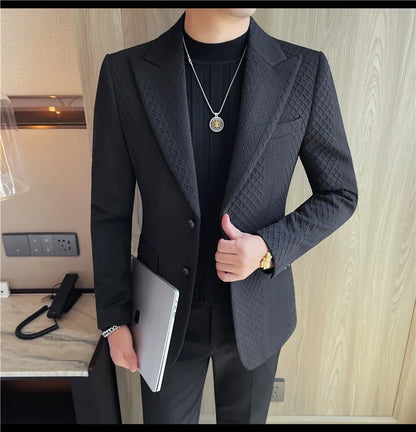 Autumn Winter Single Breasted Wedding Suit Jacket for Men Business Casual Slim Fit Blazers Banquet Party Social Suit Jackets