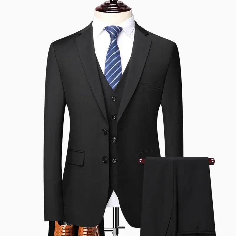 Men's 3-Piece Suit – Slim Fit Blazer Vest Pants Set for Business, Wedding & Casual Wear