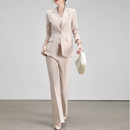 Autumn New Elegant Chic Business Formal Outfit for Women Long Sleeve Blazer and Pants Two Piece Matching Sets Trousers Suit