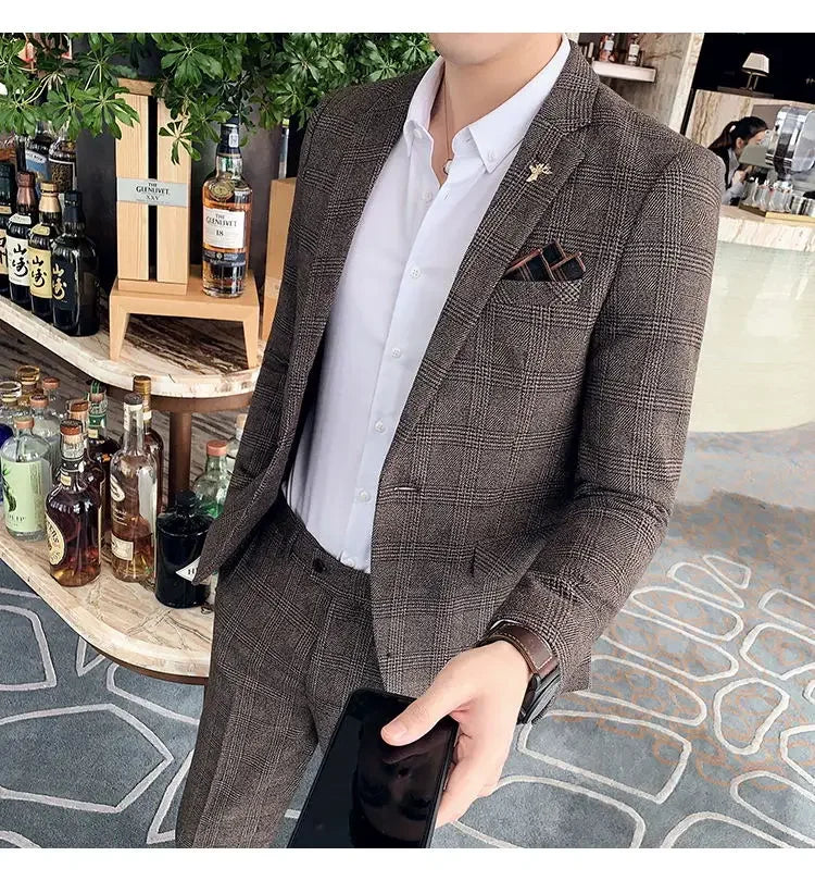 Men's Hemp Linen Suit (Blazer + Pants) – Smart Casual British Style for Business, Wedding & Everyday Wear