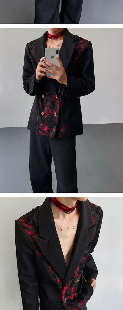 Personalized Three-dimensional Patchwork Design Luxury Blazer Coat Men 2025 New Elegant Temperament Trendy Clothes JY2391