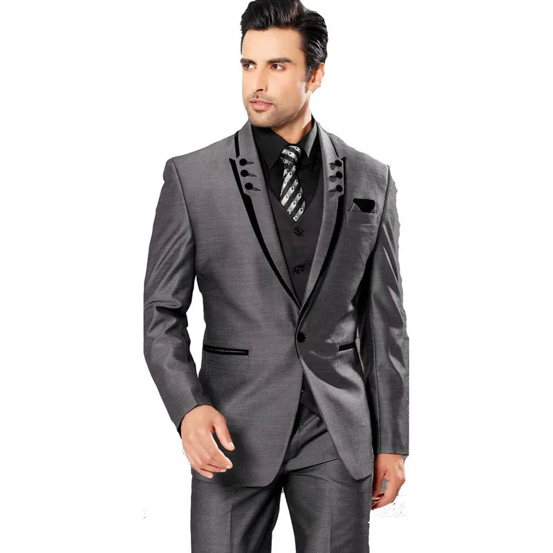 Burgundy Classic Peak Lapel Wedding Tuxedos Slim Fit Suits For Men Groomsmen Suit 3 Pieces Prom Formal Best Man Suits