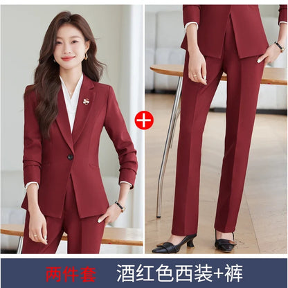2026 Professional Womens Autumn and Winter New Two-Piece Long-Sleeved Suit + Trousers. Fashion Boutique Suit