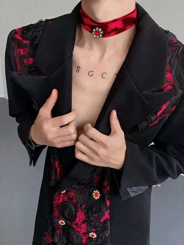 Personalized Three-dimensional Patchwork Design Luxury Blazer Coat Men 2025 New Elegant Temperament Trendy Clothes JY2391