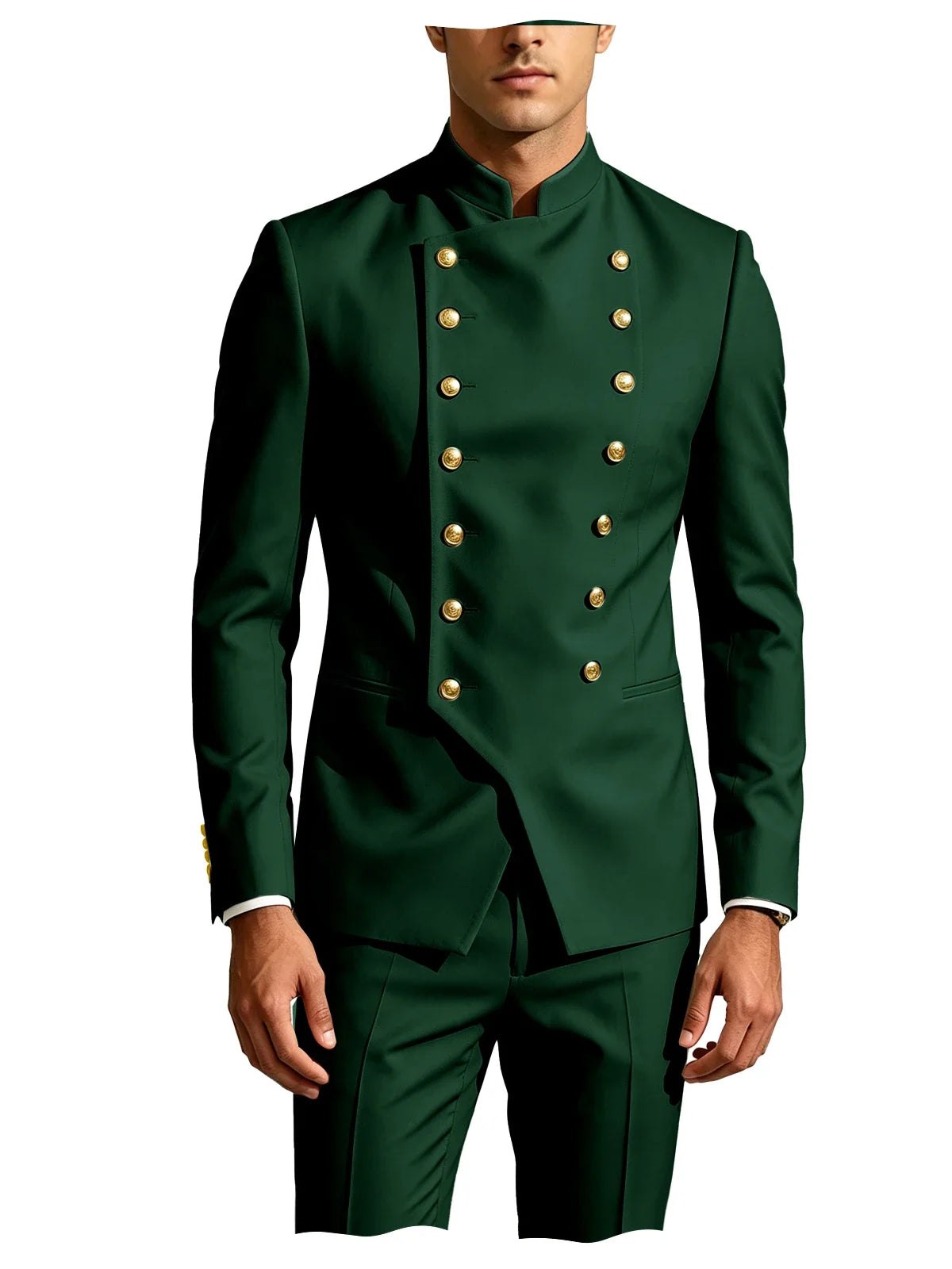 Men's Suit 2-Piece Double Breasted Slim Fit Blazer Pants Set for Wedding