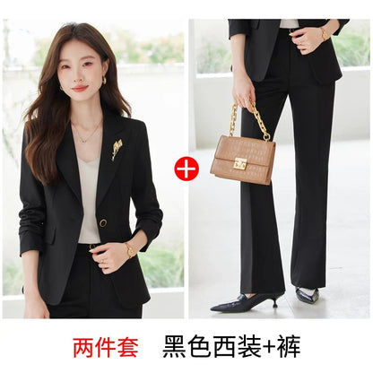 Elegant and fashionable professional women's wear, exquisite two-piece suit jacket + pants. 2025 autumn/winter new styles