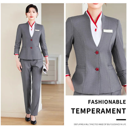 2024 fashionable professional womens clothing. Two-piece long-sleeved suit + pants. High quality slim fit womens business