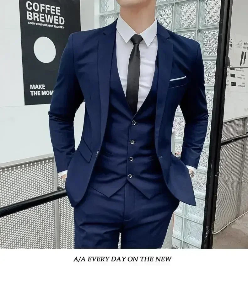 Costume blanc trois pièces pour homme, anti-plis, infroissable, anti-adhérence des poils, costume de travail formel d'affaires, vêtements de travail quatre saisons Dr