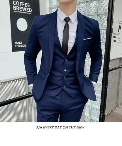 Costume blanc trois pièces pour homme, anti-plis, infroissable, anti-adhérence des poils, costume de travail formel d'affaires, vêtements de travail quatre saisons Dr