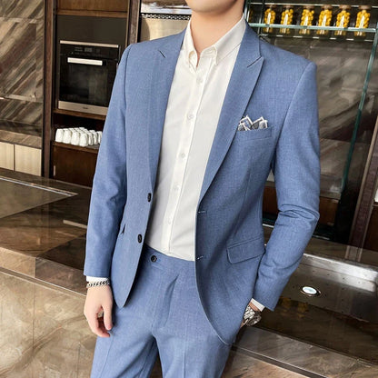 2025 Slim Fit Three-Piece Business Suit Set High-End Korean Style Wedding Groom Party Dress Suit Vest Trousers M-4XL