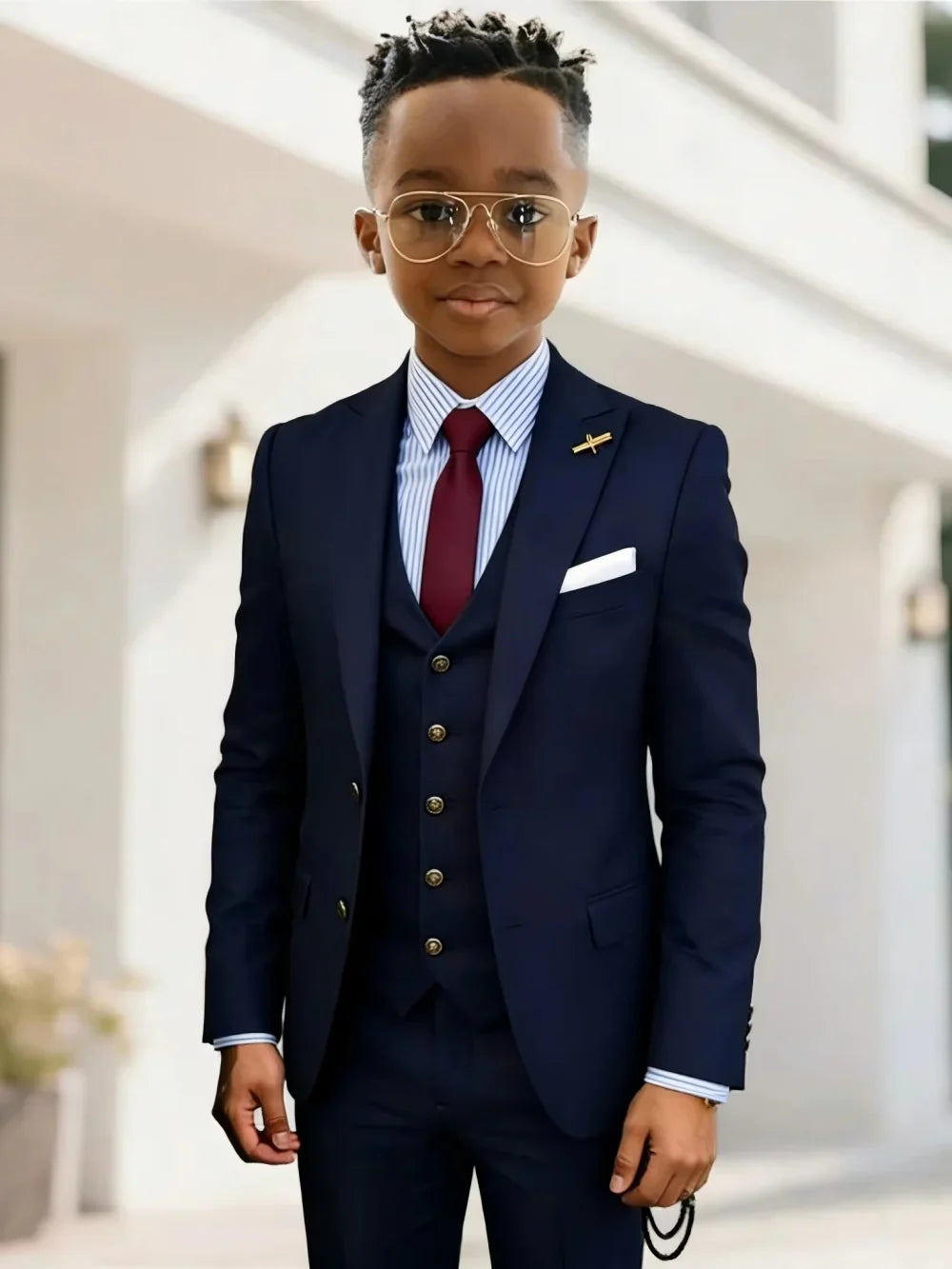 Formal Boys Suits 3 Pieces Wedding Ring Bearer Outfit Handsome Peak Lapel Homecoming Suit Set Fast Delivery Tuxedo 2-20T
