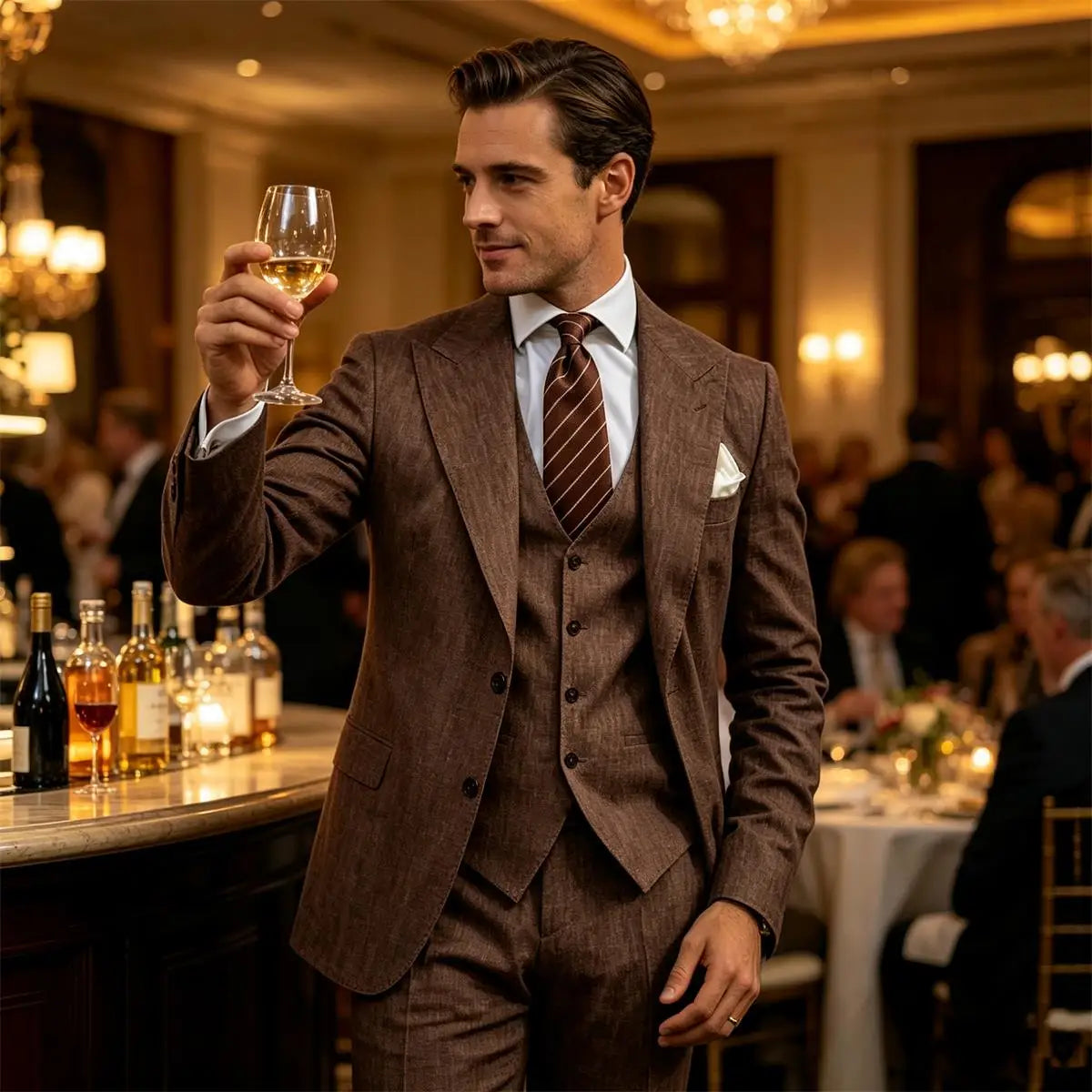 Men's Suit Customized 3 Piece Blazer Vest Pant Linen Set Full Man Terno Linen Suit Notched Lapel Casual Tuxedo Summer Wedding