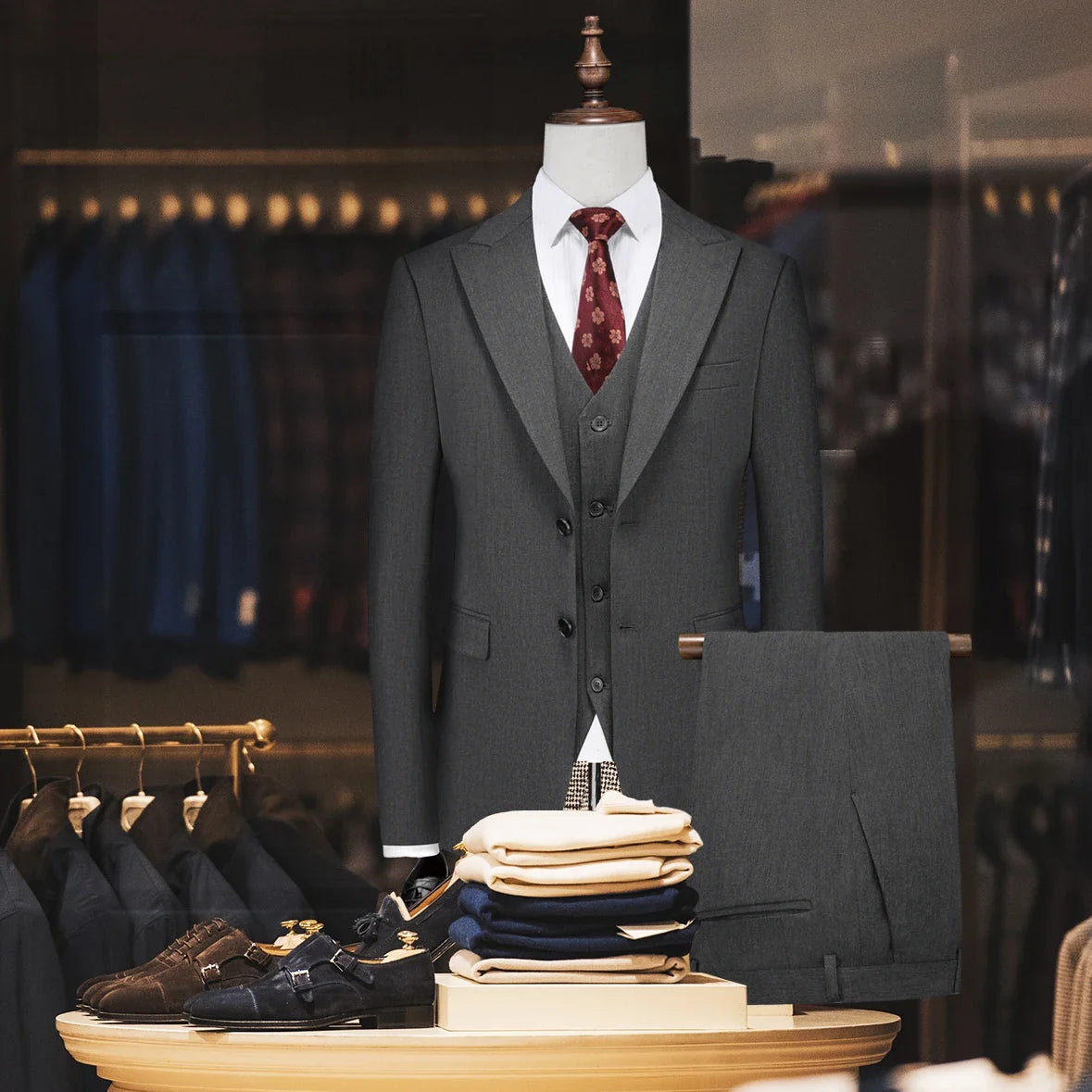 (Jacket + Vest + Pant) Men's Formal Slim Fit Business Work Wedding Stage Tuxedo Fashion Best Men Social Dress Suit 3 Pieces Set