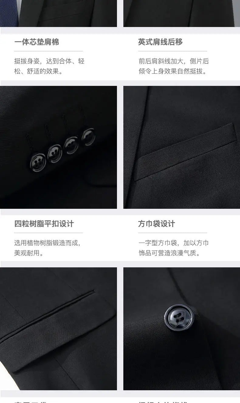 Men's Smart Casual 2-Piece Suit Set – Single Breasted Blazer and Trouser for Travel and Business