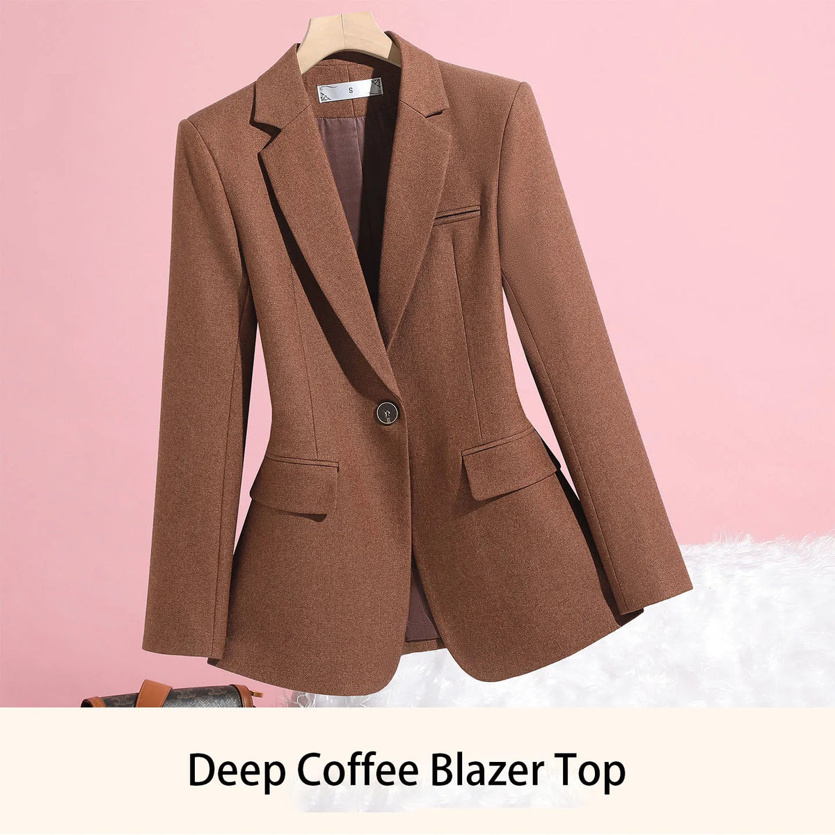 Elegant Solid Women's Blazer Long Sleeve Turn down Collar Slim Fit Office Jacket Single Button Spring Autumn Fashion