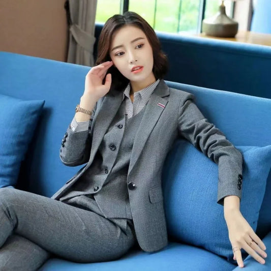 2023 Suit Women's Autumn New Business Suit Women's Suit High-End and Fashionable Graceful Gray Formal Suit