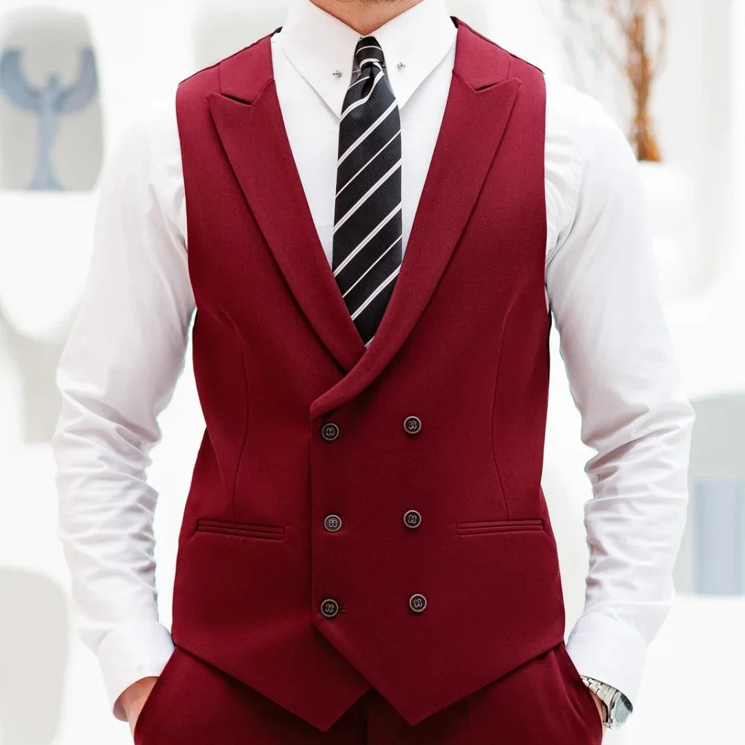 Men's Double Breasted Vest Formal Lapel Waistcoat for Wedding & Special Occasions