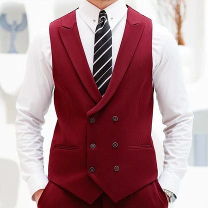 Men's Double Breasted Vest Formal Lapel Waistcoat for Wedding & Special Occasions