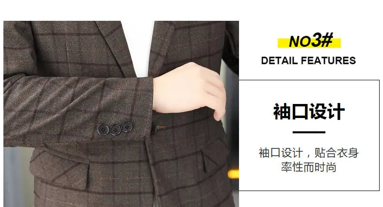 2026 Blazer Outdoor Men's Checked Fashion Business Trend Wedding Slimming Gentleman Casual Korean Travel High Formal Wear Blazer