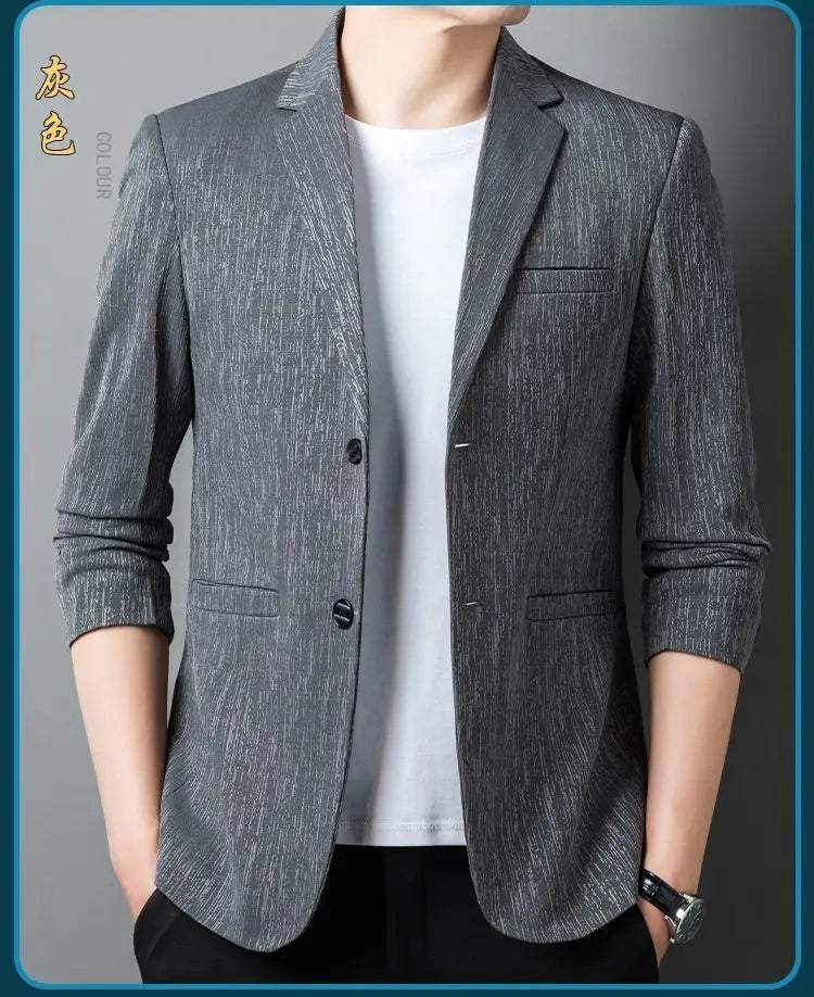 Men's Striped Smart Casual Blazer for Everyday Wear – Lightweight Spring Autumn Jacket