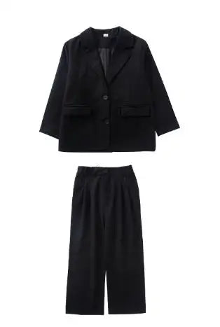 Hip Hop Boys Solid Suit Jacket Outfits Girls Loose Blazer Street Dance Pants Clothes Sets Children Streetwear Kids Jazz Costumes