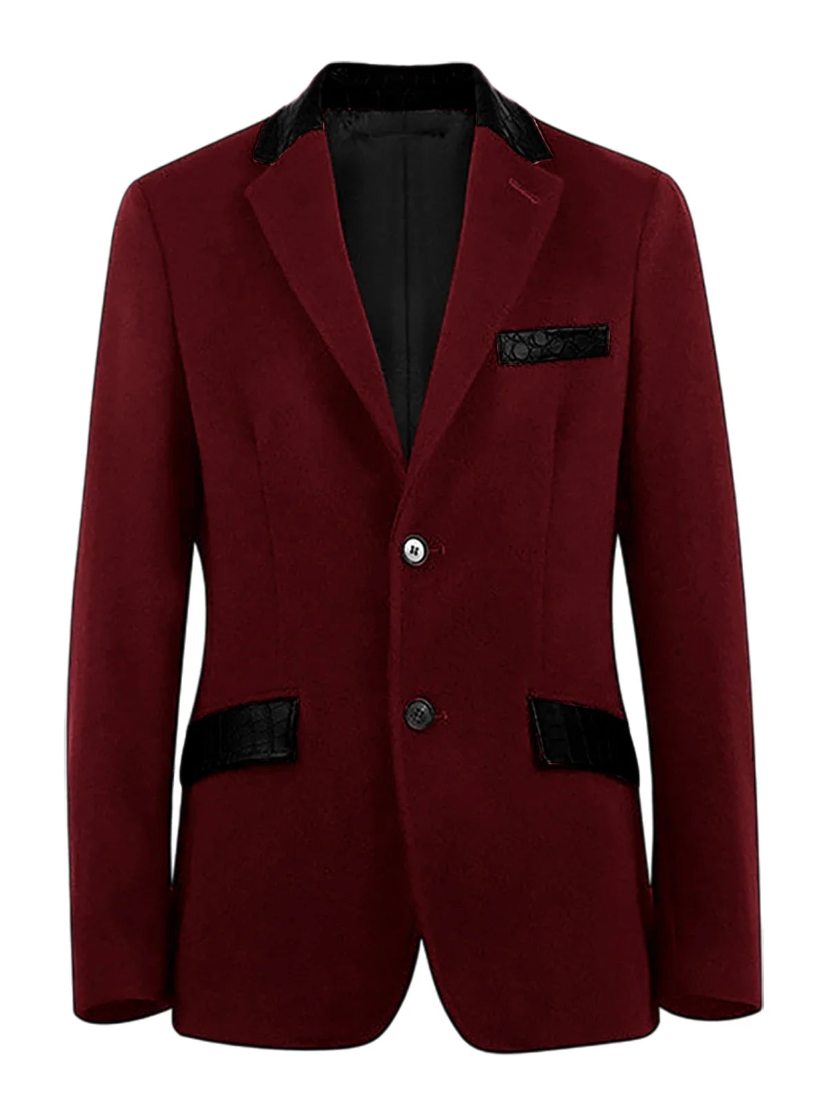 Men's Wool Blend Blazer Black Croc Print Lapel Collar Slim Fit Formal Business Casual Suit Jacket Autumn Winter Sport Coat