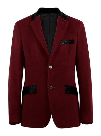 Men's Wool Blend Blazer Black Croc Print Lapel Collar Slim Fit Formal Business Casual Suit Jacket Autumn Winter Sport Coat