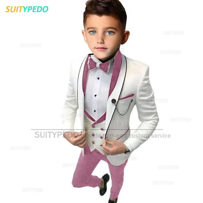 Elegant Formal Suit For Boys Performance 3 Pieces Set Wedding Prom Kids Costume Classic Children Tuxedo Outfit Blazer Vest Pants