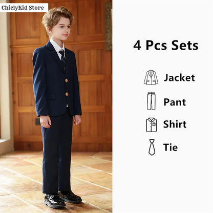 Girls Jacket Plaid Skirts Suits Boys Blazer Formal Dress Toddler Student Clothes Sets Children School Uniform Kids Class Outfits