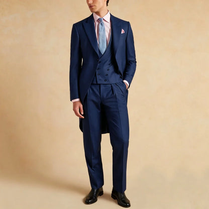 Men Suit Dark Gray 3 Piece Solid With Lapel Tuxedo Set For Wedding Groom Birthday Banquet Party Prom Business Jacket Vest Pants