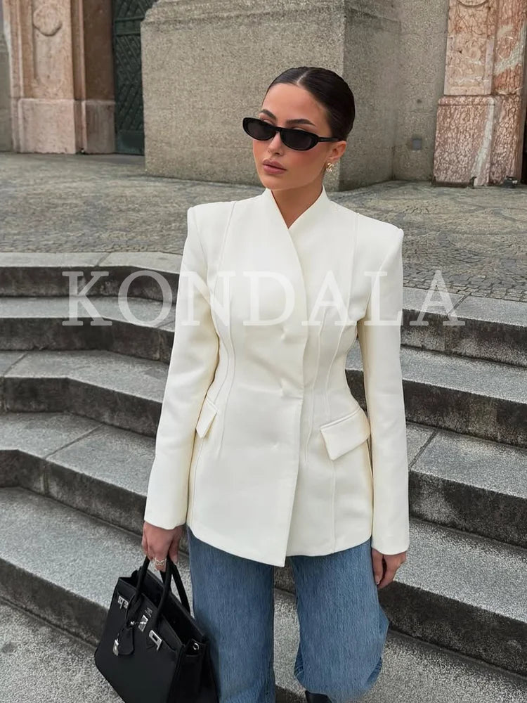 Elegant Blazer Women's Commute Blazer Coat 2026 Spring Fall Minimalist Office Lady Party Basic Dinner Slim-Waist Blazer